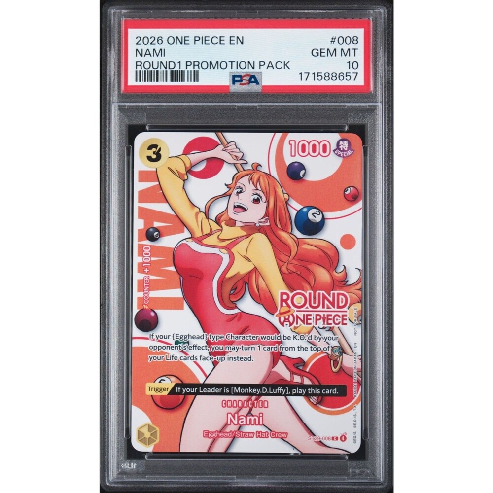 2026 One Piece Nami Round 1 Promotional Card EN PSA 10 ST29-008 GEM MT